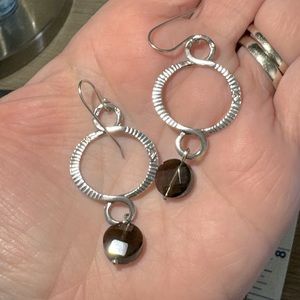 Chic Silver and Brown Circle Earrings